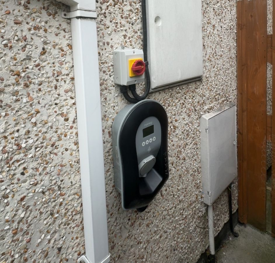 EV charger installed on wall